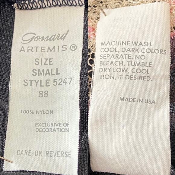 Vintage 70s Gossard Artemis Black & Pink Lacy Embroidered Maxi Nightgown size S - Picture 11 of 11